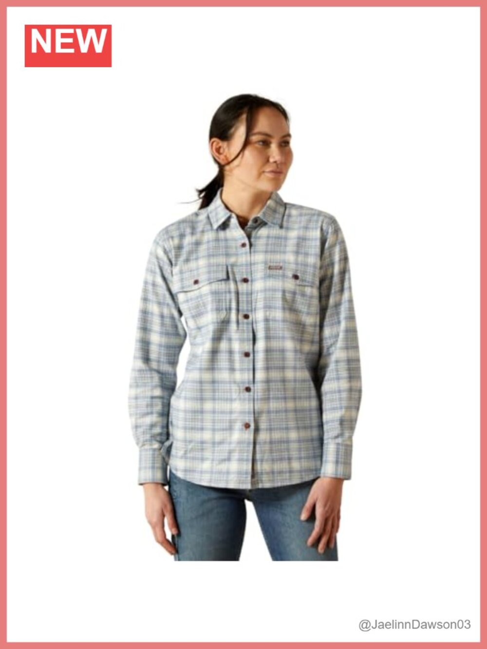 Womens Rebar Durastretch Flannel Work Shirt Long Sleeve Crew Neck